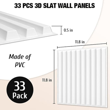 Qidejoy 33 Pcs 3D PVC Slat Wall Panels 12X12in Fluted Textured Paneling Modern - Image 3