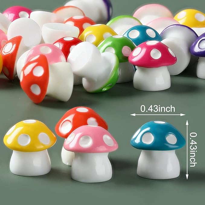 160 Pcs Tiny Mushrooms Mini Figurines Miniature Cute Colorful Mushroom Figurines Indoor Outdoor Mushroom Statue Decor Mushroom Decoration for Garden Landscape Bonsai Craft Ornament(Mixed Color,M)