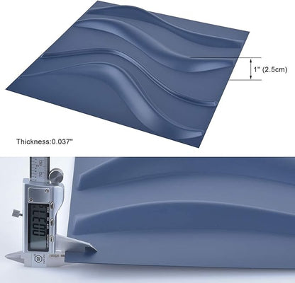Art3d Navy Blue 3D Wall Panel PVC Slim Wave Covers 32 Sqft, - Image 6