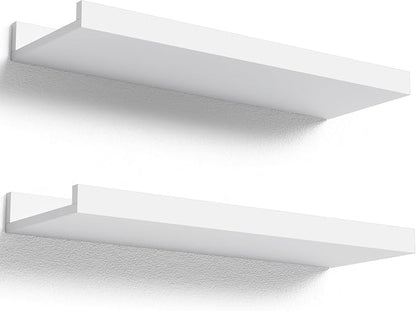 Boswillon Floating Shelves Wall Mounted Set of 2, Modern White Shelves by Boswillon