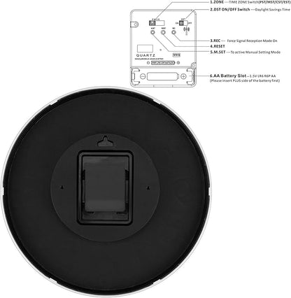 Foxtop Atomic Wall Clock Battery Operated Round Analog Modern Wall Clock Sets - Image 9