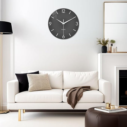 XFM Minimalist Wall Clock 16 Inch Large Grey Wall Clocks Battery Operated Round - Image 2