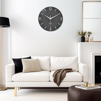 XFM Modern Wall Clock 24 Inch Large Grey Wall Clocks Battery Operated Gray - Image 2