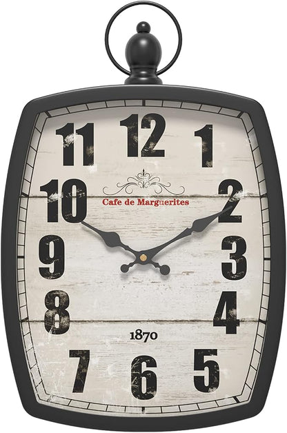 Menterry Large Retro Rectangle Wall Clock, Battery Operated Silent Decor Wall by Menterry