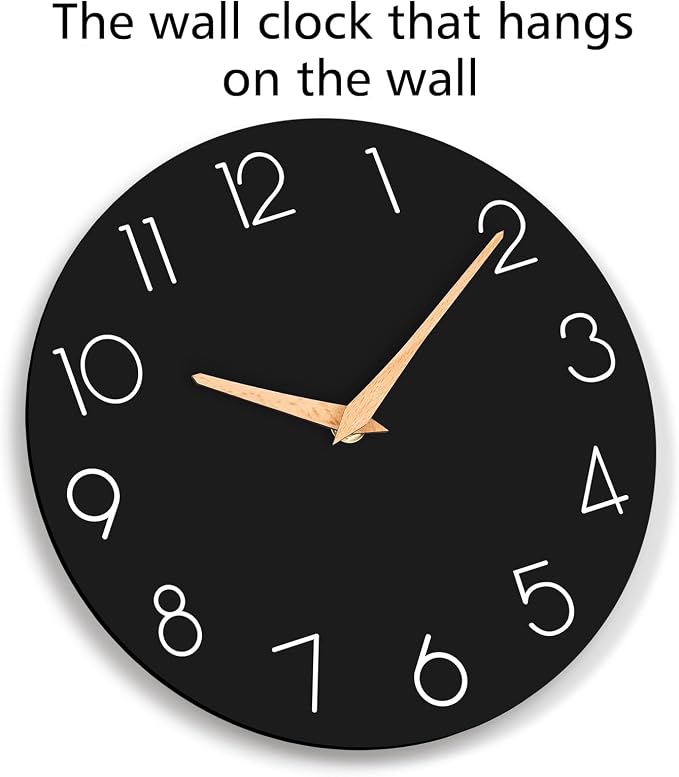 cicininc Wall Clock, 12 Inch Wooden Silent Non-Ticking, Decorative Battery - Image 6