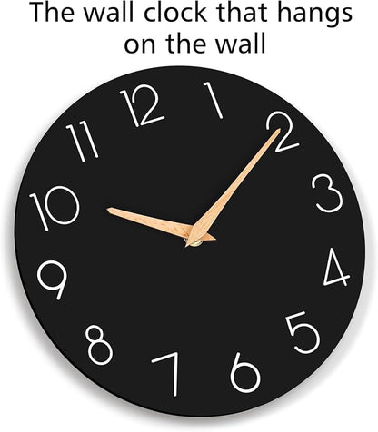 cicininc Wall Clock, 12 Inch Wooden Silent Non-Ticking, Decorative Battery - Image 6