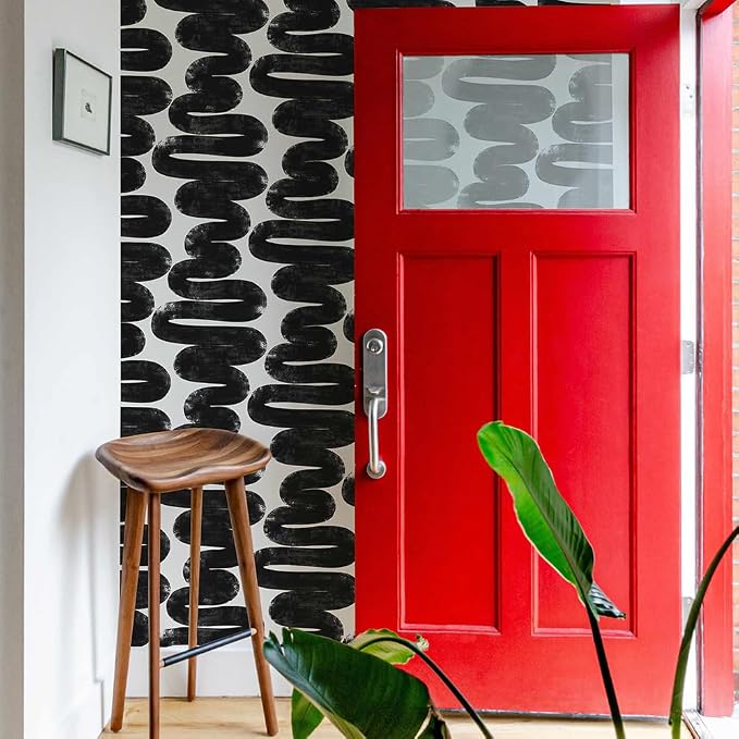 Tempaper x Bobby Berk White & Black Wiggle Room Removable Peel and Stick - Image 3