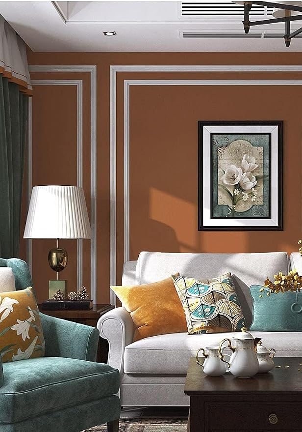 Safiyya Peel and Stick Wallpaper Dark Orange Contact Paper 118"x17.7" Solid - Image 5