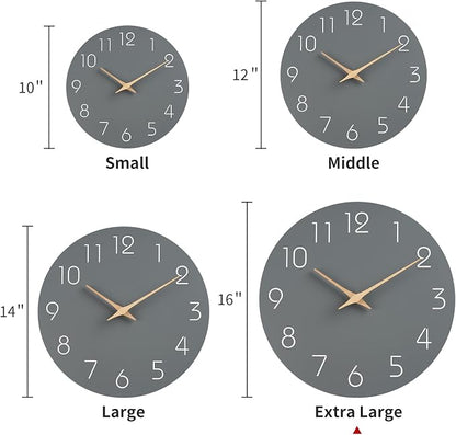Mosewa Large Wall Clock 16 Inch Gray Modern Silent Non Ticking Battery Operated - Image 3