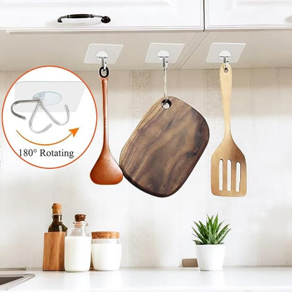 FOTYRIG Adhesive Hooks Heavy Duty, 15lb 180 Degree Rotating Wall Sticky Hooks - Image 4