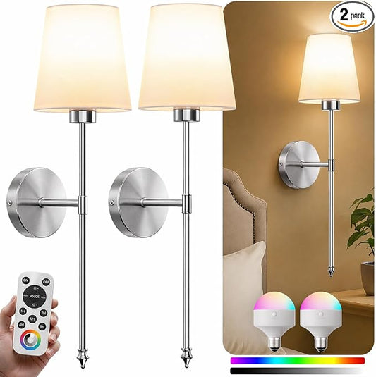 IRONPAX Wall Sconces Battery Operated Set of 2, Wireless Rechargeable Wall by IRONPAX