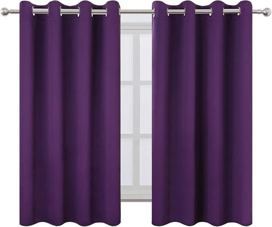 LEMOMO Blackout Curtains 66 x 54 Inch Long Purple Curtains Set of 2 Panels Room - Image 2