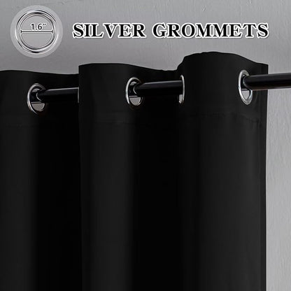 IGEMAEVE Black Blackout Curtains 96 Inch Length 2 Panels Set, Grommet Energy - Image 4