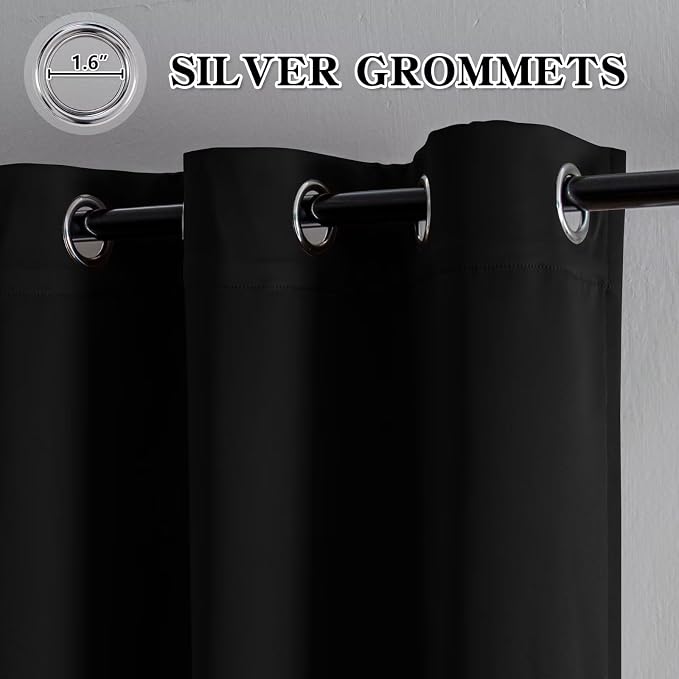 IGEMAEVE Black Blackout Curtains 72 Inch Length 2 Panels Set, Grommet Energy - Image 4