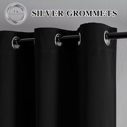 IGEMAEVE Black Blackout Curtains 72 Inch Length 2 Panels Set, Grommet Energy - Image 4