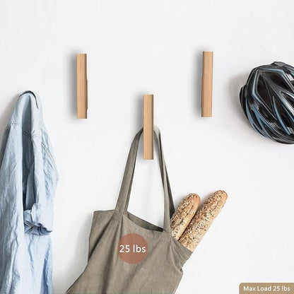 Wood Wall Hooks 4 Pack Coat Hooks Wall Mount Natural Wooden Hooks - Image 6