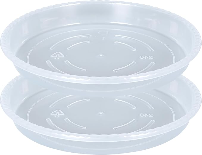 Plant Saucer 2 Pack of 8 inch, Clear Plastic Flower Plant Pot Saucer, Heavy Duty Plant Drip Trays Saucers for Indoor, Plant Water Tray for Planters