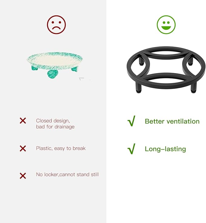 Zhongma 2 Pack 11.8" Sturdy Potted Plant Stand Flower Pot Holder Heavy Duty Construction, Low Plant Stand for Home Indoor and Outdoor, Sturdy plant riser and saucer without Installation Required