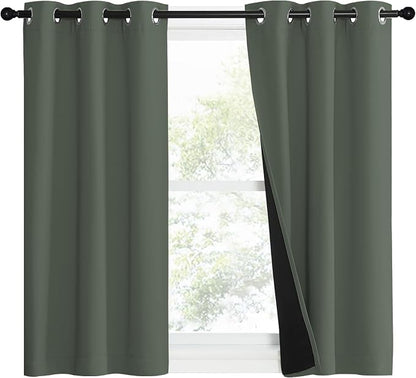 NICETOWN 100% Blackout Curtains 50" Long, Pair of Energy Smart & Noise Blocking - Image 2