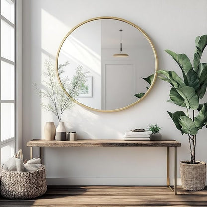 Oruii Gold Circle Mirror, 20 inch Round Mirror Metal Frame, Living Room - Image 4