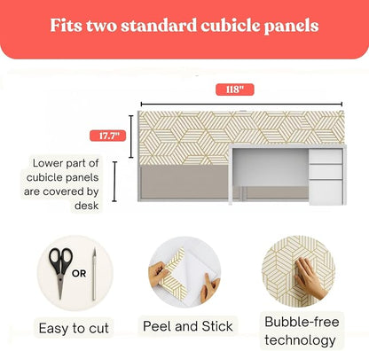 Cubicle Wallpaper for Fabric Walls Removable-Gold and White Geometric Wallpaper - Image 8