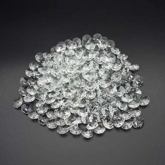 200Pcs/Set 14MM Transparent K9 Crystal Beads Chain Refraction Glass Chandelier Part Prisms Octagonal Beads Home Decor