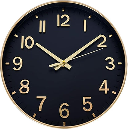 HZDHCLH Wall Clocks Battery Operated, Wall Clock Black Gold, 12 inch Wall Clock by HZDHCLH