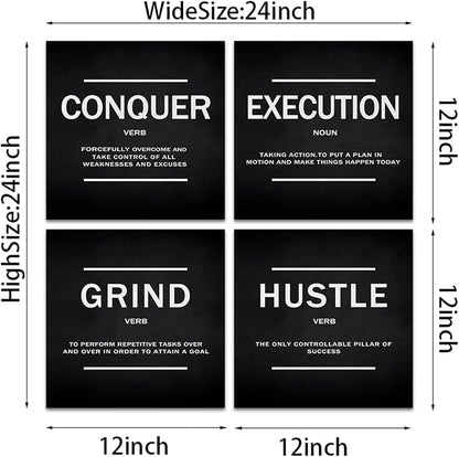KAWAHONE Grind Hustle Execution Quotes Framed Wall Art, Success Canvas Print - Image 2
