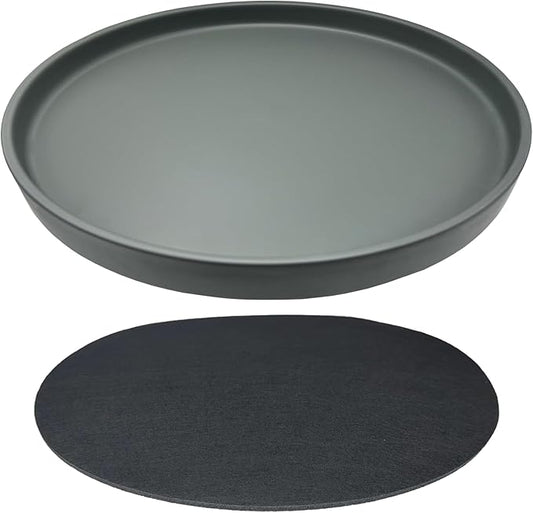 Ceramic Plant Saucer Pot Tray 12 Inch, Planter Saucers 4 5 6 7 8 9 10 11 12 13 Inch for Indoors Outdoor, Durable Sturdy Flower Drainage drip Water Tray for Glazed Pots Base (12.7 Inch-Grey)