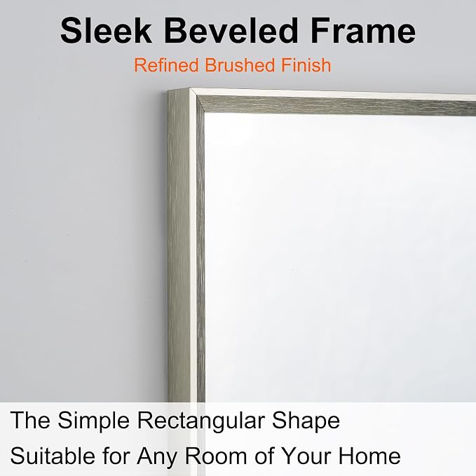 Bathroom Mirror for Wall, 30x40 Inch Metal Framed Mirror, Brushed Nickel - Image 2