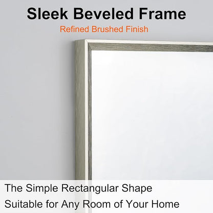 Bathroom Mirror for Wall, 30x40 Inch Metal Framed Mirror, Brushed Nickel - Image 2