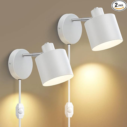 Lightess Plug in Sconce Set of Two, 350° Adjustable Dimmable Wall Light by LIGHTESS