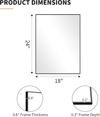 KOCUUY Black Bathroom Mirror, 18x24 Inch Rectangle Mirror - Image 8