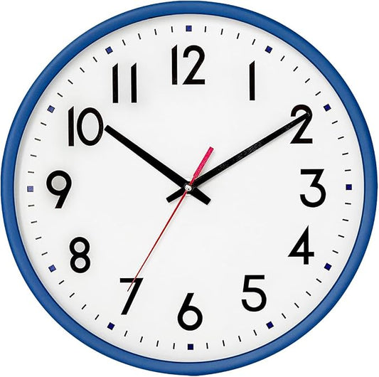 HZDHCLH Wall Clock Blue, Silent Wall Clocks Battery Operated 12 Inch Modern Non by HZDHCLH