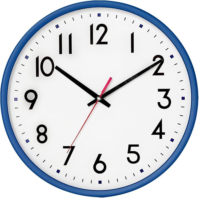 HZDHCLH Wall Clock Blue, Silent Wall Clocks Battery Operated 12 Inch Modern Non by HZDHCLH