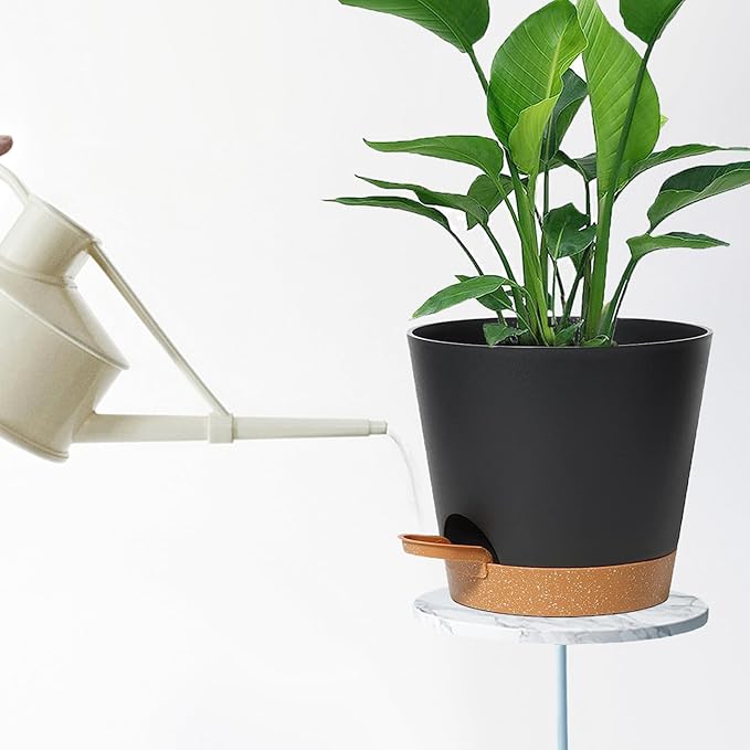 Plant Pots Self Watering Planters with Drainage Hole and Reservoir Large Flower Planting Pots for Indoor Outdoor Plants Plastic Succulent Pot Gift Idea 2 * 12Inch