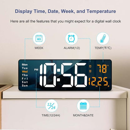 Digital Wall Clock Large Display, Auto Brightness Dimmer Reloj De Pared - Image 8