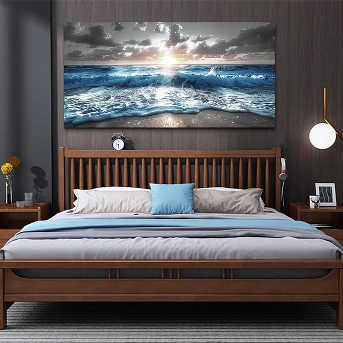 hyidecorart Large Wall Art For Living Room Modern Wall Decor For Office Blue - Image 4