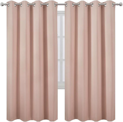 LEMOMO Blackout Curtains 66 x 72 Inch Long Blush Curtains Set of 2 Panels Room - Image 2