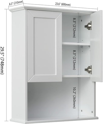 VANIRROR Bathroom Wall Cabinet Wooden Medicine Cabinet Buffering Hinge MDF - Image 2