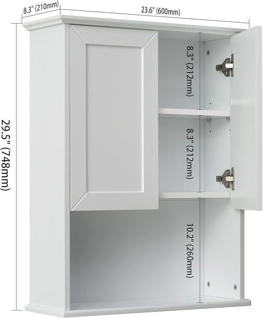 VANIRROR Bathroom Wall Cabinet Wooden Medicine Cabinet Buffering Hinge MDF - Image 2