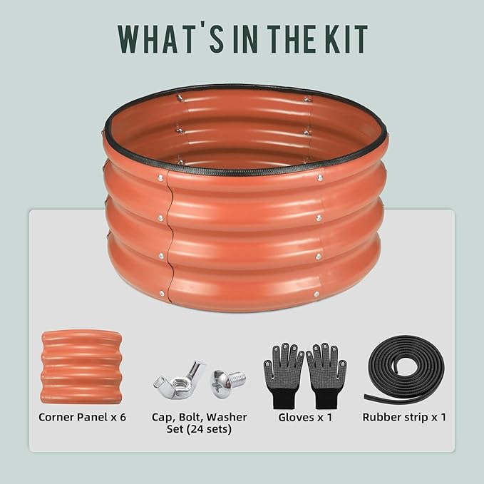 ZXZYHFTY Round Galvanized Raised Garden Bed kit,Pink Outdoor Garden Raised Planter Box, Round Large Metal Raised Garden Beds for Vegetable 2 * 2 * 1ft 1 Pack