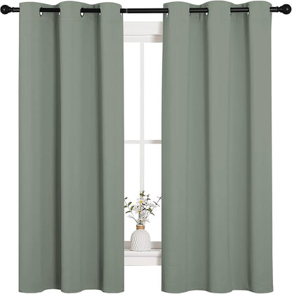 NICETOWN Greyish Green Nursery Essential Thermal Insulated Solid Grommet Top by NICETOWN
