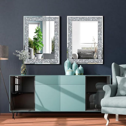 QMDECOR Crystal Crush Diamond Rectangle Silver Mirror - Image 6