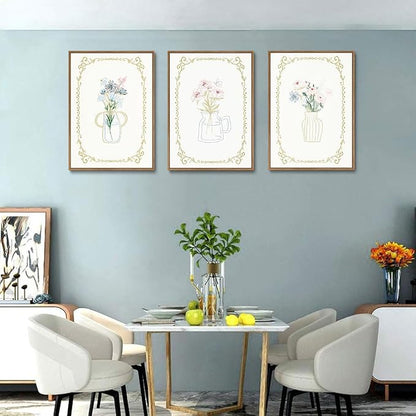 KISSFOX 3 Piece Floral Framed Wall Art Flower Pictures Wall Decor Wildflowers - Image 2
