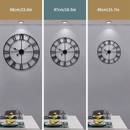 Large Modern Metal Wall Clocks Rustic Round Nearly Silent Little Ticking - Image 8