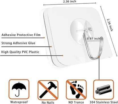 Latoxcaa Heavy Duty Adhesive Hooks 10-Pack: Holds 22lb, Strong Reusable & - Image 3