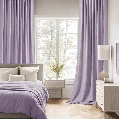 MIULEE Lilac Back Tab Blackout Curtains 90 Inches Long 2 Panels Set - Image 2