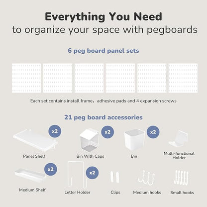 Keepo Peg Board Wall Organizer – Plastic Pegboard Panels, Modular Peg Board - Image 3