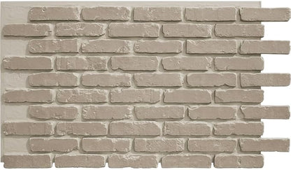 EverStone Aged Brick Faux Brick Panel, 46 7/8"W x 27"H x 1 1/4"D, Antique Pearl by EkenaMillwork